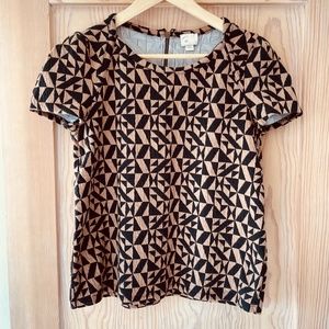 Anthropologie, Quilted Short Sleeve Top, Geometric, Size S, NWOT